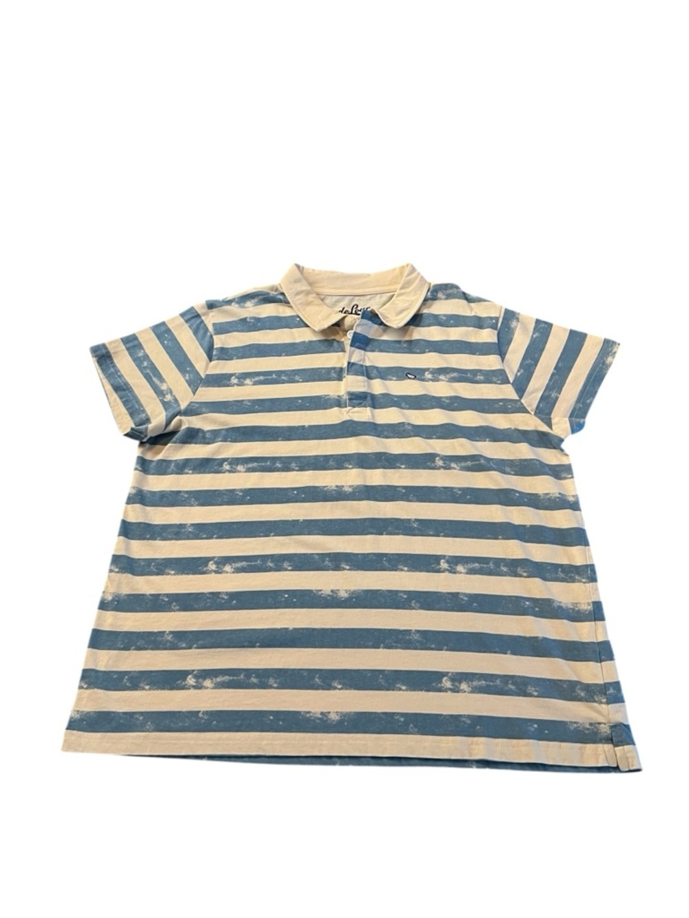 Peau De Loup Blue and Cream Striped Polo Shirt Men’s Size 2XL